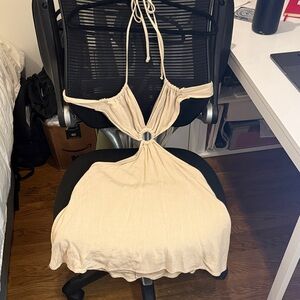 Elegant beige Halter Dress